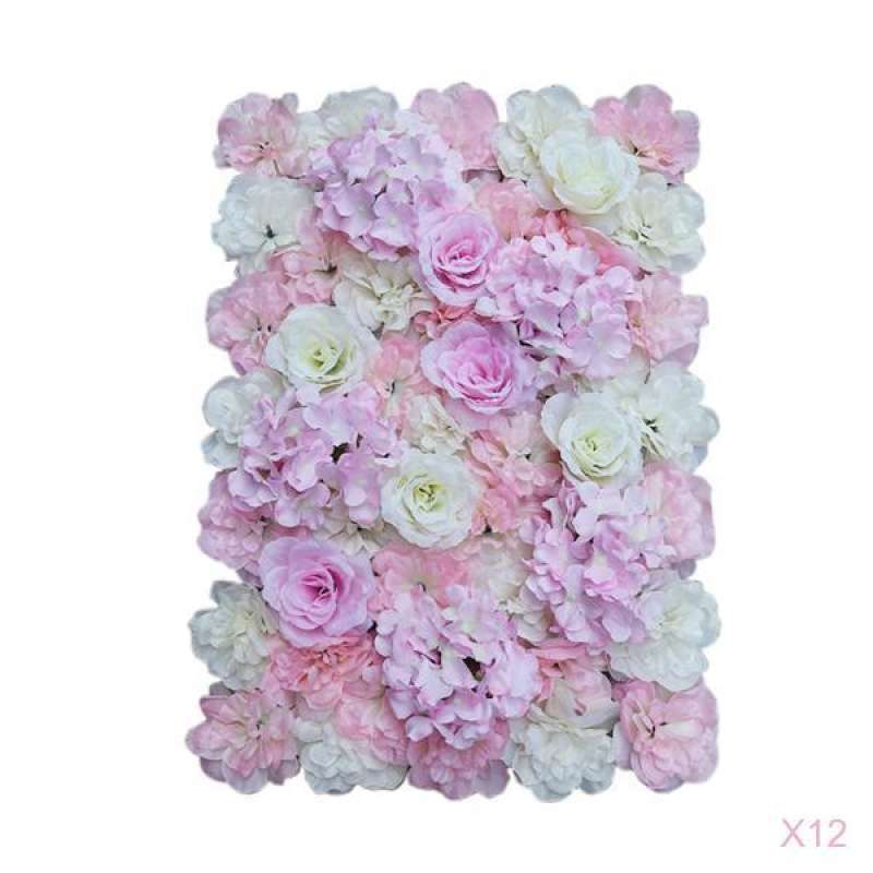 Jual 12x Silk Hydrangea Rose Flower Wall Panel Wedding Backdrop Decor