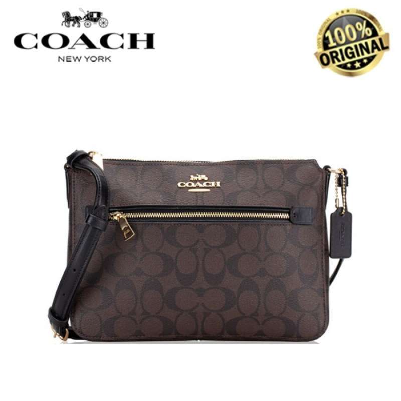 Promo Coach Crossbody Bag Brown Black Signature Gallery File Bag Original Diskon 18 di Seller