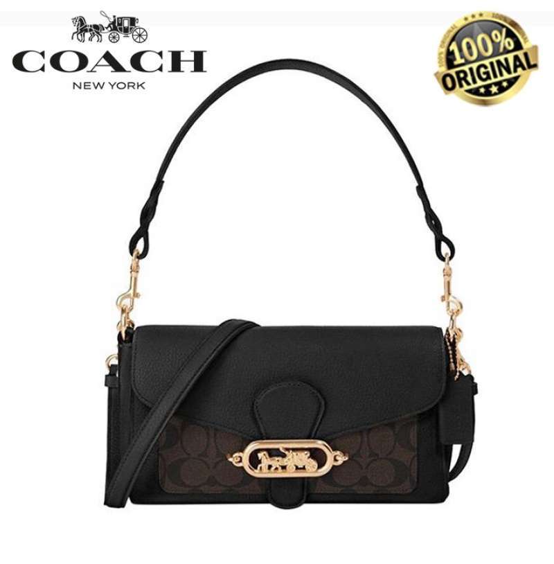 Jual Coach Jade Shoulder Bag With Signature Leather Brown Black