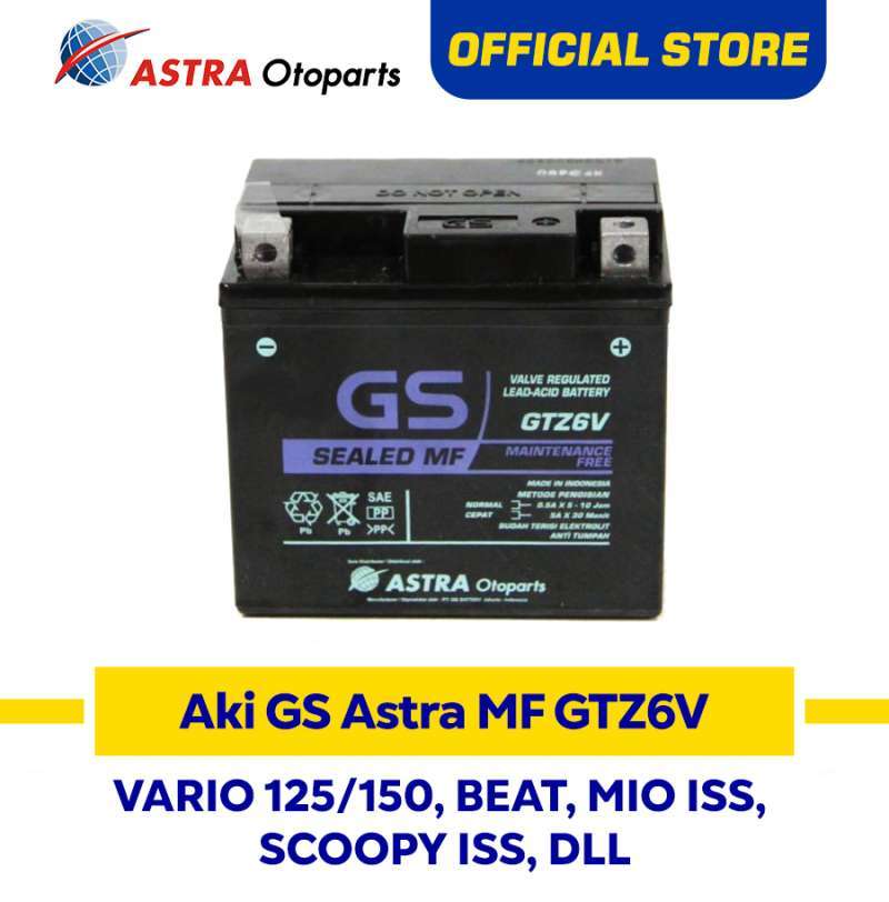 Promo Aki Motor Gs Astra Mf Gtz-6v Vario 125 Vario 150 Pcx Mio Sss Dll