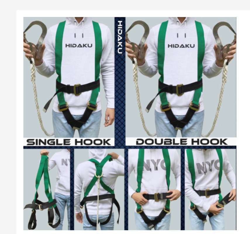 Jual Double BIG HOOK BESAR Safety Belt Proyek FULL BODY HARNESS Hijau