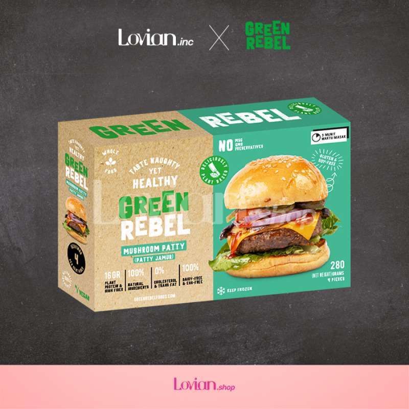 Jual GREEN REBEL Mushroom Patty by Burgreens | Burger Vegan Frozen di