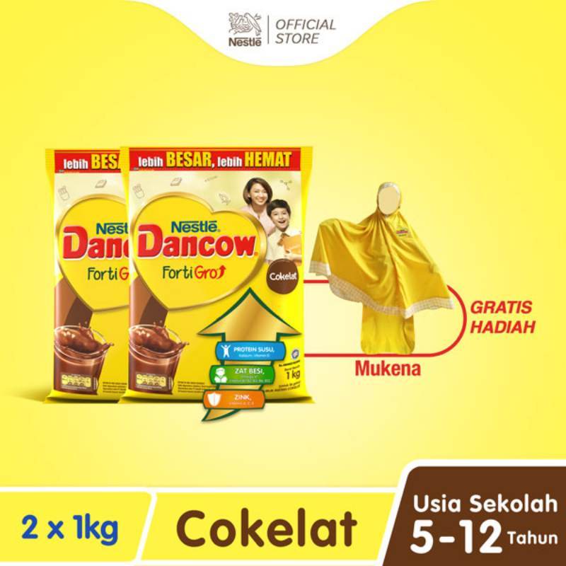 Jual Dancow Fortigro Susu Bubuk Susu Anak Coklat Pouch 2   x1 kg + Free