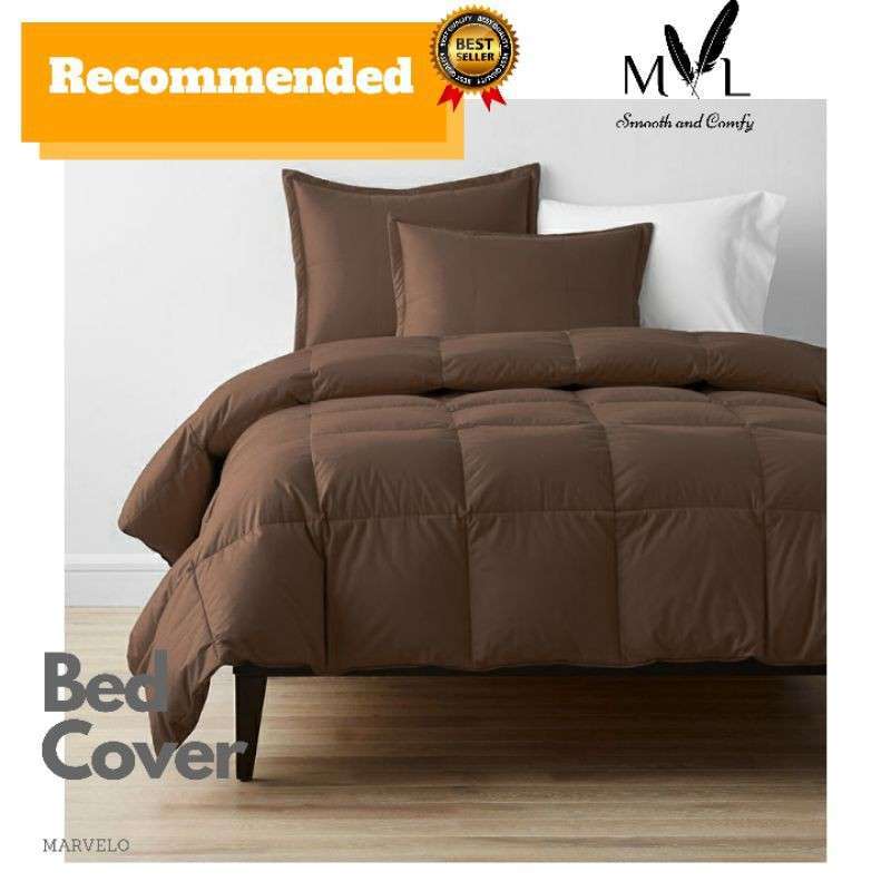 Jual Bed Cover dan Sprei Set Marvelo Katun Polos Coklat Tua Ukuran