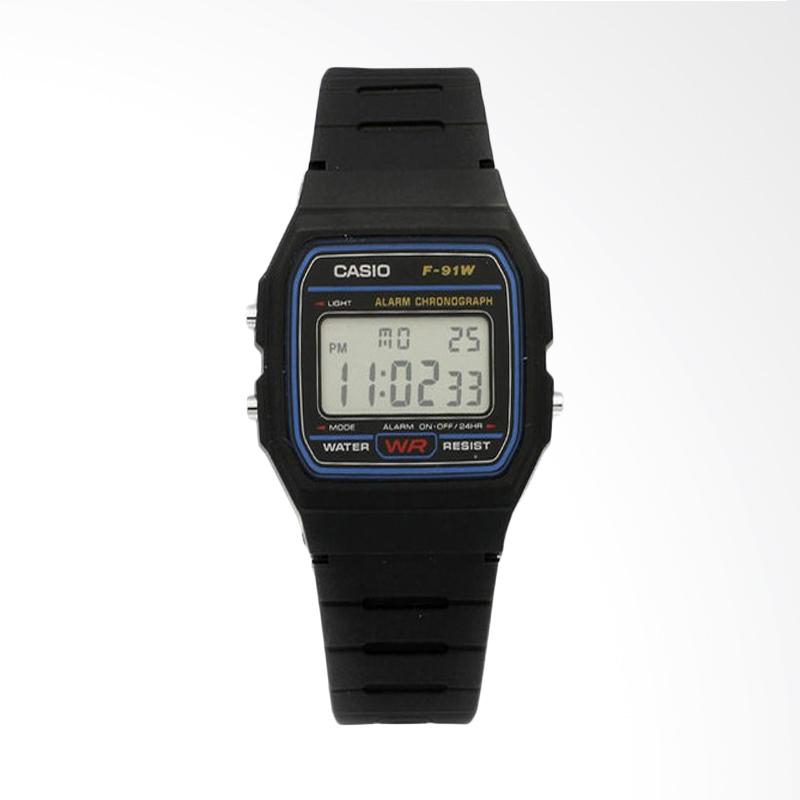 Promo CASIO Digital Strap Rubber Jam Tangan Pria Black F91W3DG
