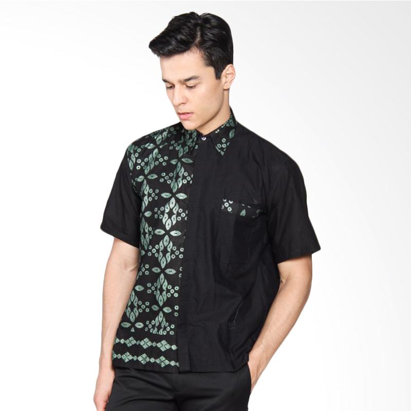 Jual Jogja Batik Reno B Hem Kombinasi Kemeja  Pria  Hitam  