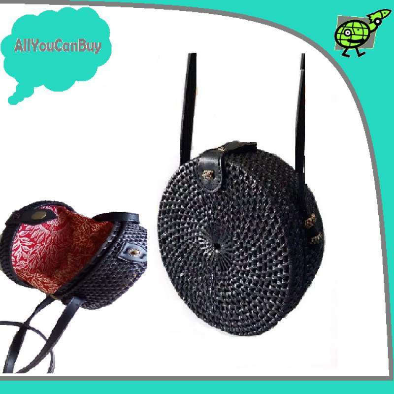 Jual Tas Selempang Bulat Rotan 15 CM Handicraft Asli BALI di Seller
