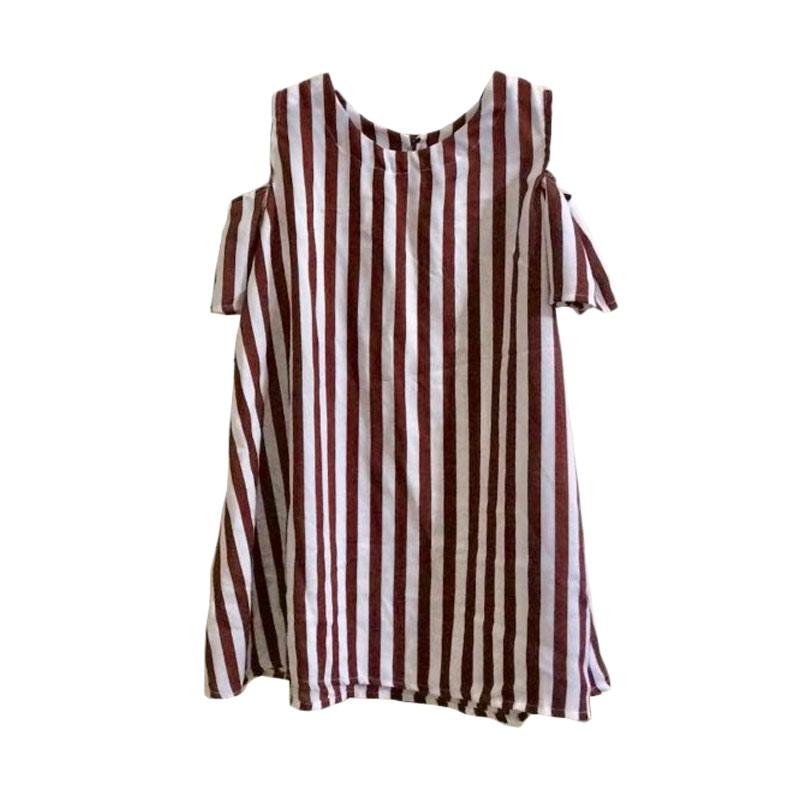 jual kirana wear selena dress anak brown stripe jual kirana wear selena dress anak brown stripe
