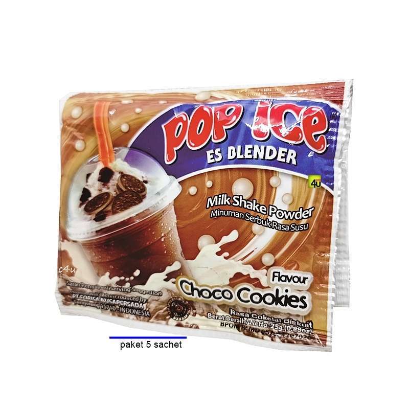Promo POP ICE Milk Shake Powder Rasa CHOCO COOKIES PAKET 5 SACHET