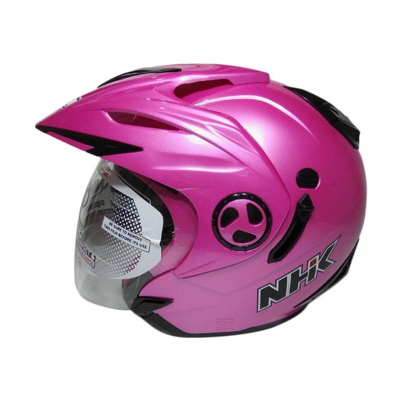 Jual NHK Aviator Solid Double Visor Helm Half Face Pink M di Seller