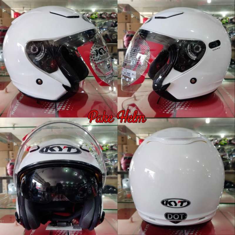 Jual HELM KYT DJ MAXI PUTIH WHITE HALF FACE DOUBLE VISOR DJMAXI M di