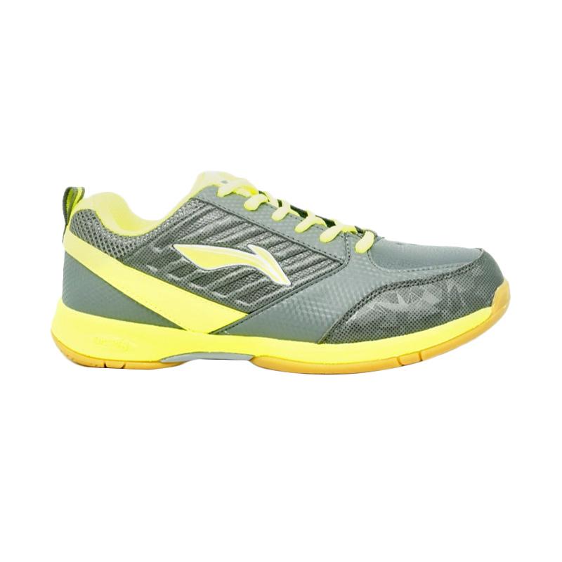 Jual Li Ning Elva Sepatu  Badminton  Grey Lime AYTM045 3 