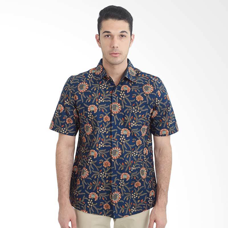 Jual Asana Tilata Kemeja Batik Lengan Pendek Pria Navy Jual Asana Tilata Kemeja Batik Lengan Pendek Pria Navy