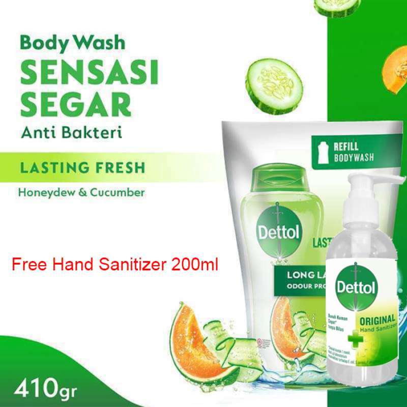 Jual Dettol Lasting Fresh Body Wash [410 mL] + Free Hand Sanitizer di