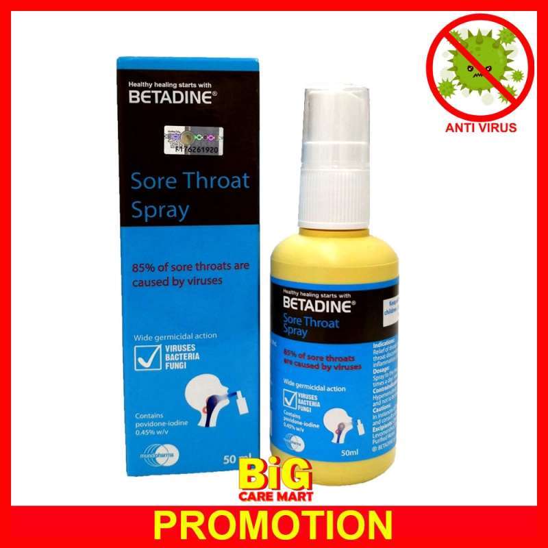 Jual Betadine Sore Throat Spray 50ml Sakit Tekak Malaysia 2352956 di