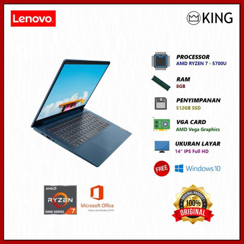 Jual LENOVO IDEAPAD 5 RYZEN 7 5700U 8GB 512GB SSD 14 FHD FREE OHS di ...