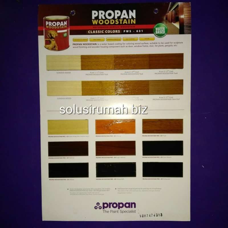 Jual Katalog Cat Politur Woodstain Sample Propan Waterbase Kartu Warna