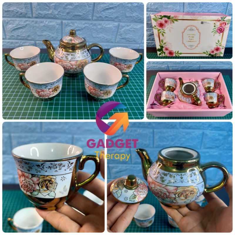 Promo SUNFILI 5 in 1 Cangkir Teko Teh Kopi Keramik Teapot