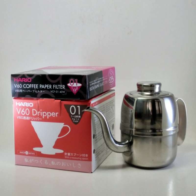 Jual Paket Hario V60 Coffee Dripper 01 + Paper Filter 01 + Kettle 420