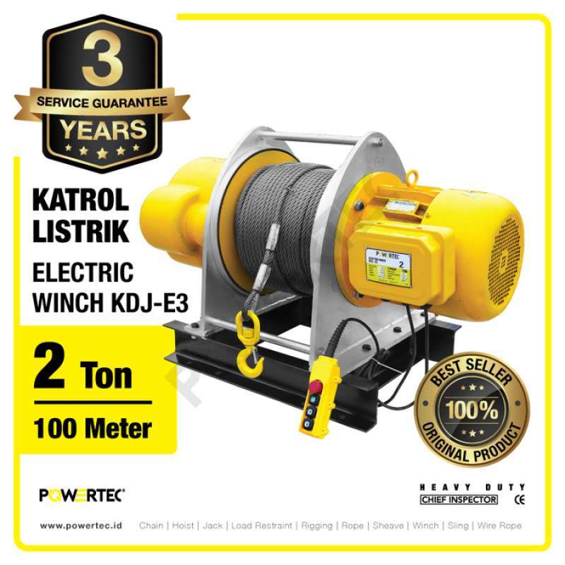 Jual Electric Winch Hoist 2 Ton x 100 Meter 3 Phase KDJE3 POWERTEC di