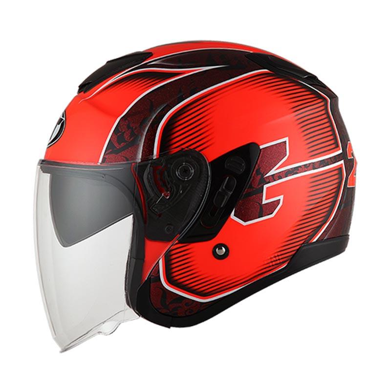 Jual KYT Kyoto Andi Gilang Replica Helm Half Face Red Fluo di Seller