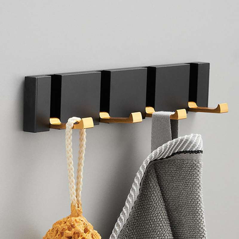 Jual Minimalist Hideaway Hooks Retractable Hooks Wall Hanger For Hanging Coat Black Four Hooks