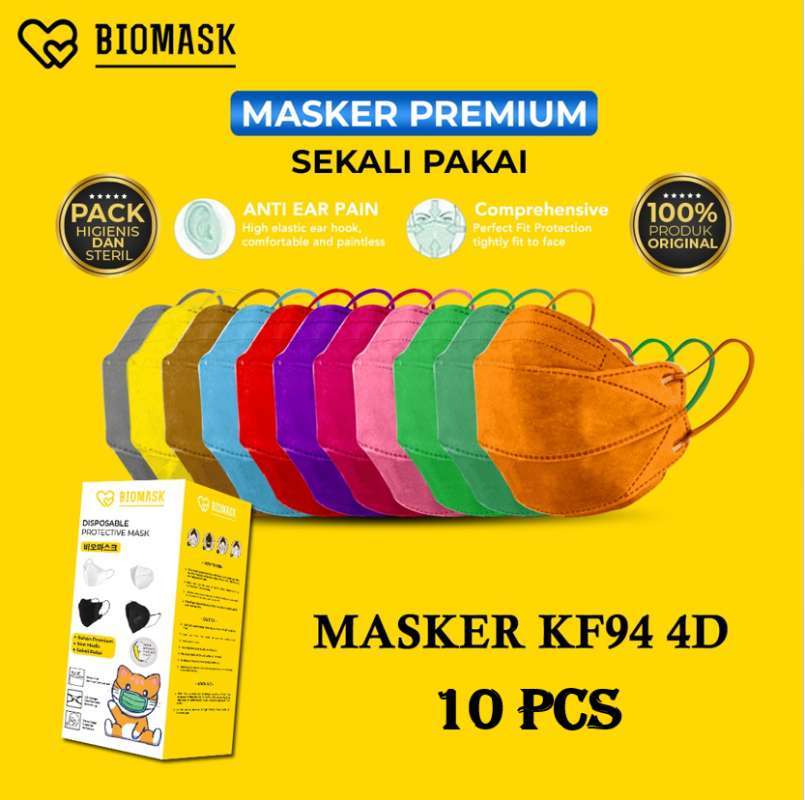 Promo BIOMASK - READY Masker KF94 4D Super Premium 4ply - 10 PCS Biru