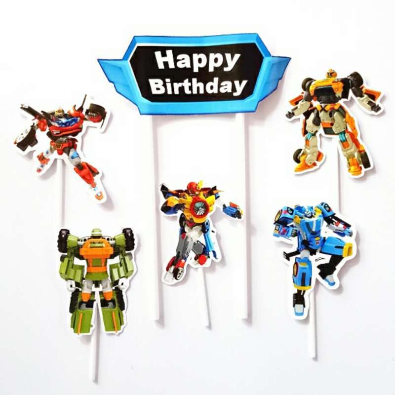 Jual satu set cake topper toper hiasan kue ulang tahun karakter tobot