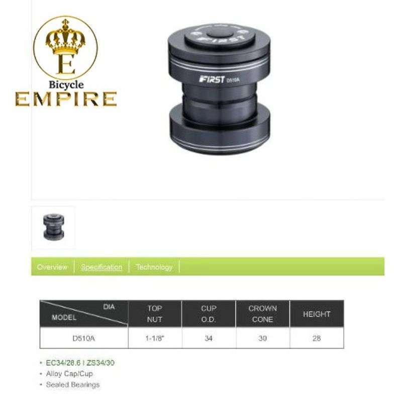 Jual Headset First Oversize D510A Semi Integrated Bicycle Empire di