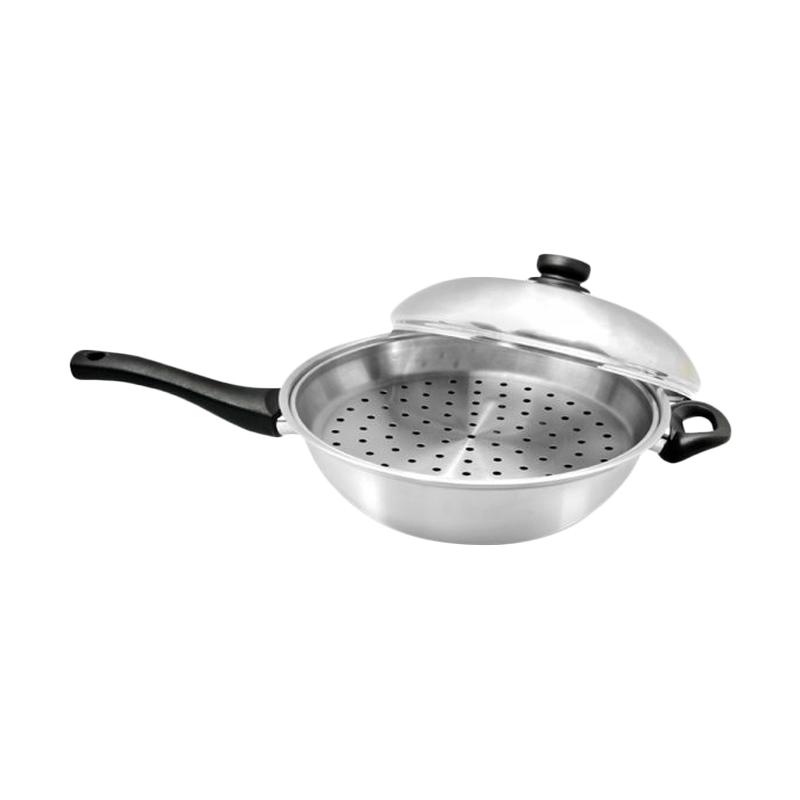 Jual Golden Flying Fish Stainless Steel Wok Pan Steamer [28 cm] di