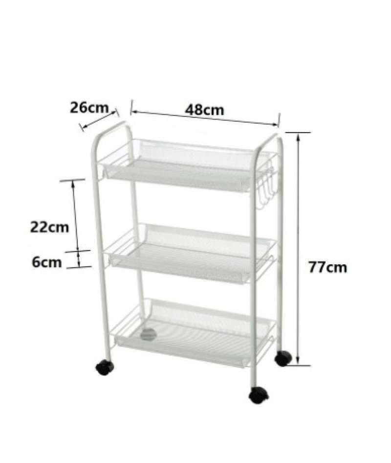 Promo Rak Troli Roda 3 Tingkat Susun HONAVAN Putih-Pink-Abu Diskon 20% ...