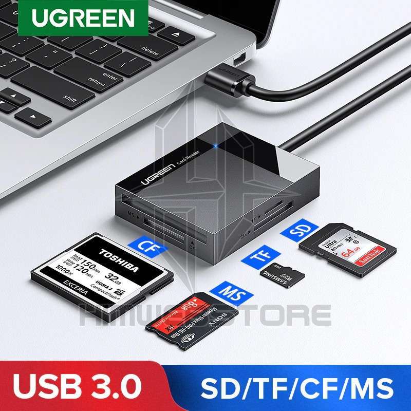 Jual UGREEN 30335 USB 3.0 CF SD TF MS Memory Card Reader Komputer PC