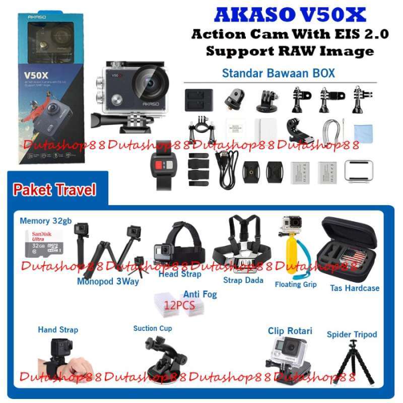 Jual AKASO V50X ACTION CAMERA FULL HD 4K EIS WIRELESS CAM Paket Lengkap di Seller
