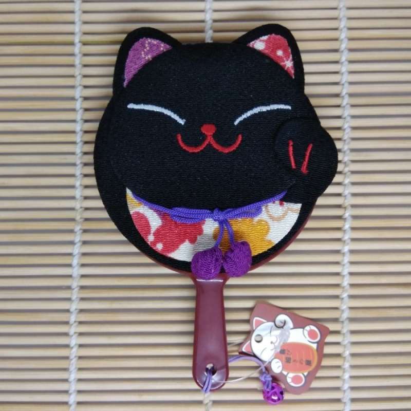Jual Chirimen Maneki Neko Lucky Cat Hand Mirror Kaca Make Up Kucing