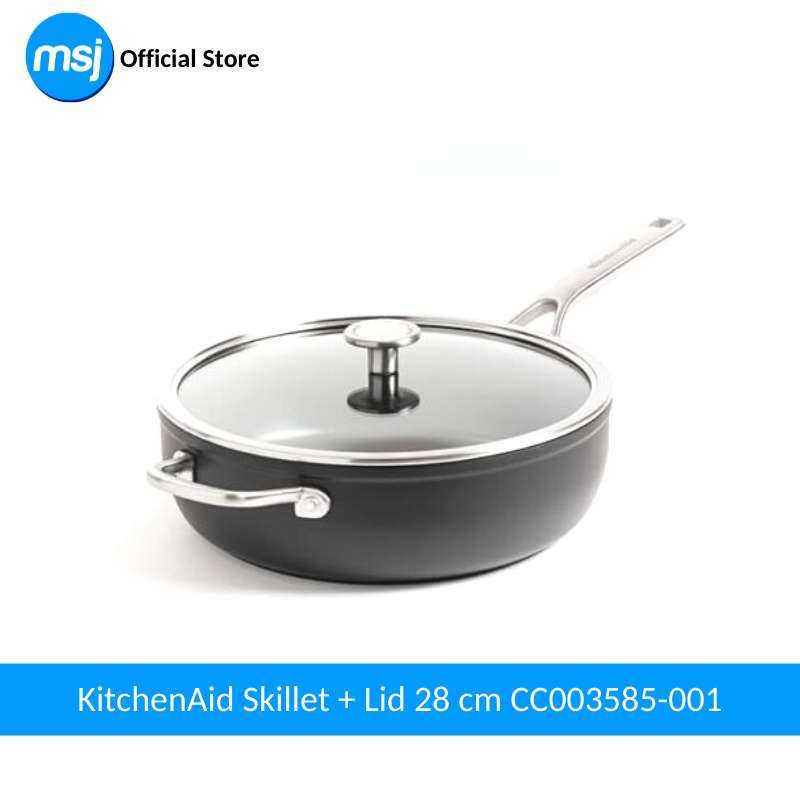 Promo KitchenAid Hardened Aluminium Skillet + Lid 28 cm CC003585001 Hitam Diskon 50