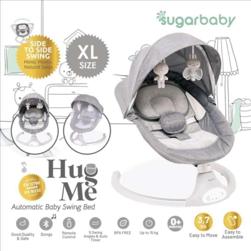 Jual Sugar Baby Hug Me Automatic Baby SWING BED BLACK di Seller