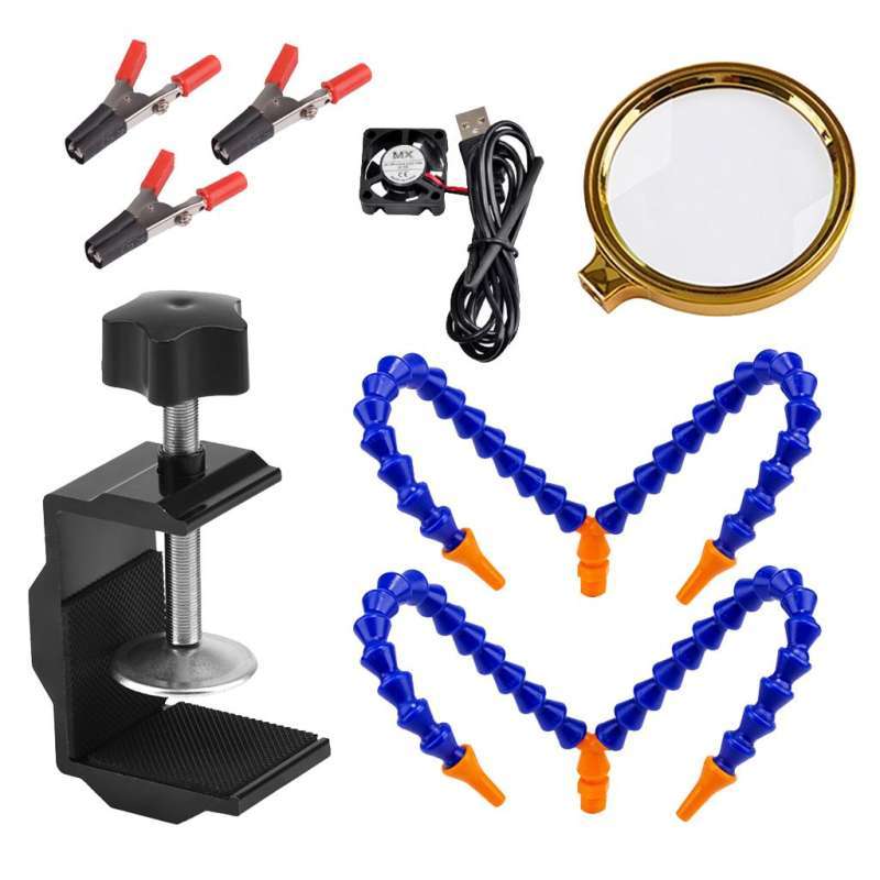Jual Tool Helping Hands Soldering, Electronics, DIY Third Hand Tool with 4 Arms Fan di Seller