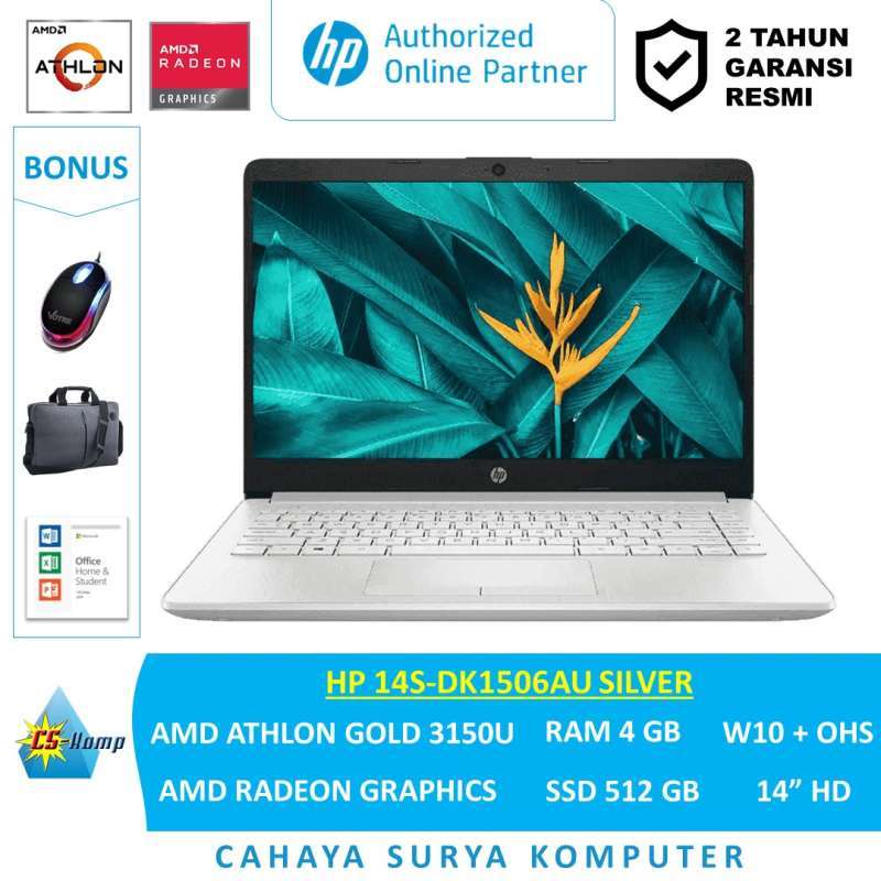 Promo HP 14S DK1506AU SILVER AMD Athlon Gold 3150U RAM 4GB SSD promo-hp-14s-dk1506au-silver-amd-athlon-gold-3150u-ram-4gb-ssd