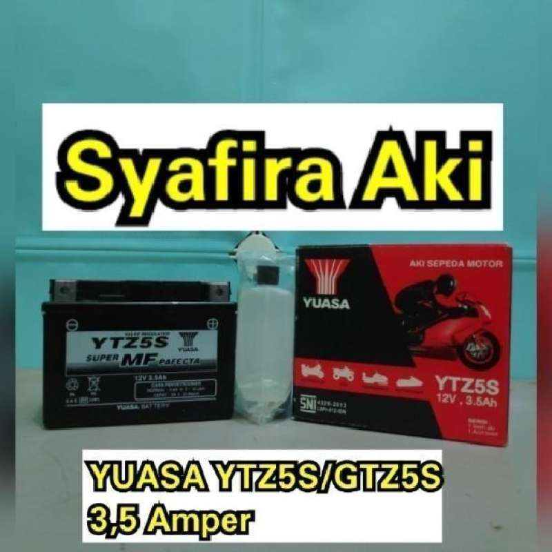 Jual Aki motor Vario 110, Mio Soul GT, Beat, Vixion YUASA YTZ5S Aki