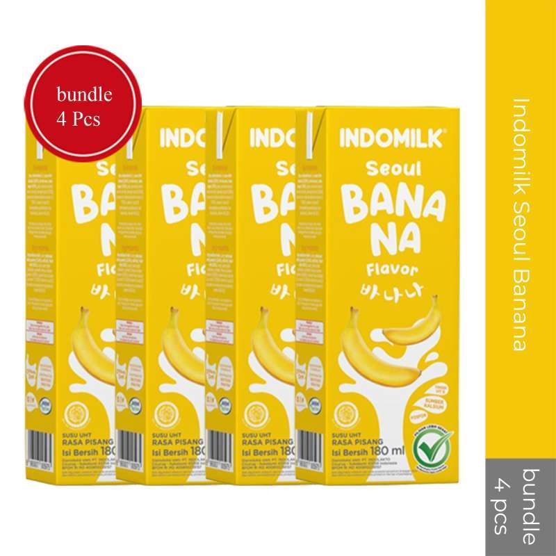 Jual Susu UHT Indomilk Seoul Banana 180ml Bundle 4 di Seller Super
