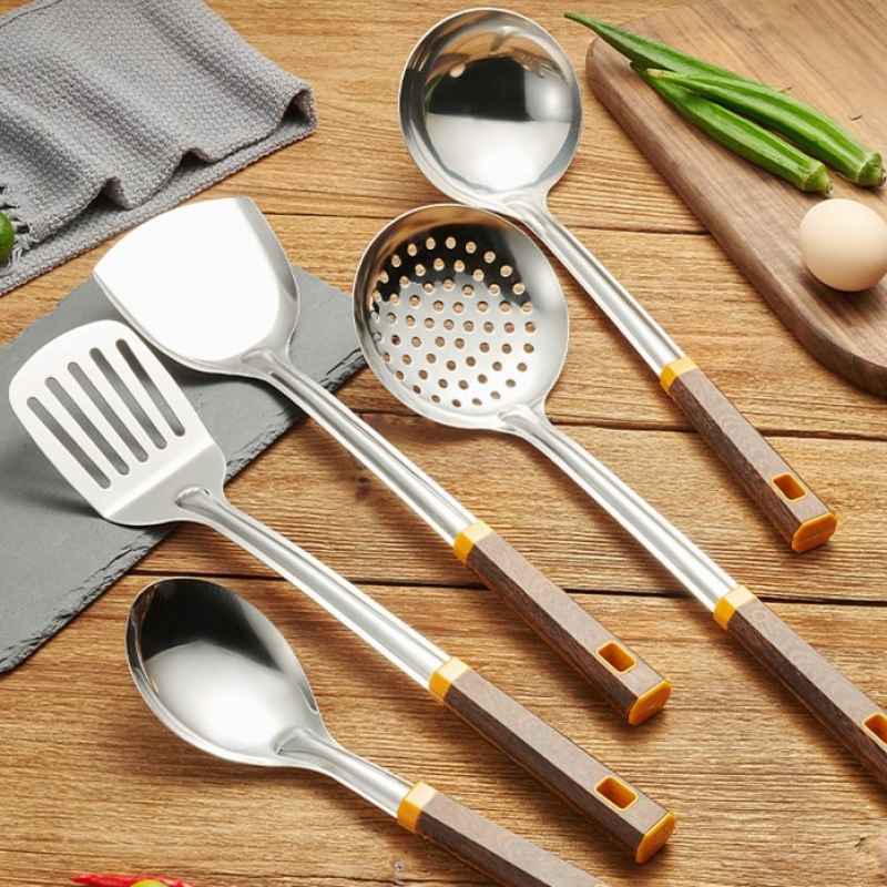 Jual CEO Kitchen Utensil Spatula Sutil Stainless Gagang Kayu Spatula