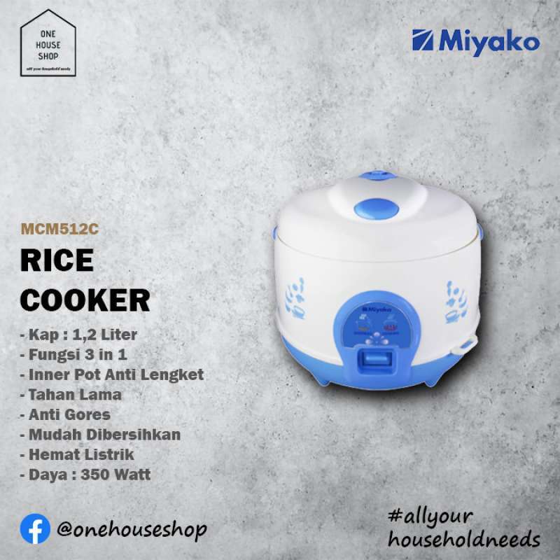 Jual Rice Cooker Miyako Magic Com 3 In 1 Kapasitas 1,2 Liter Mcm512C di