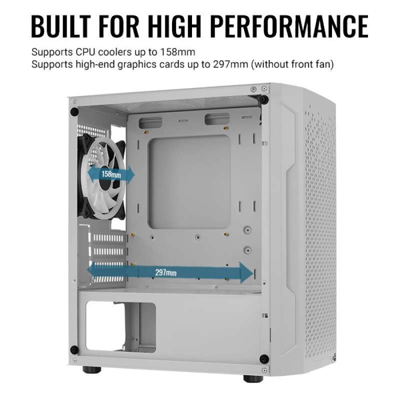 Jual Aerocool Gaming CPU Case Trinity Mini V2 Tempered Glass Chassis Putih di Seller Jaya PC