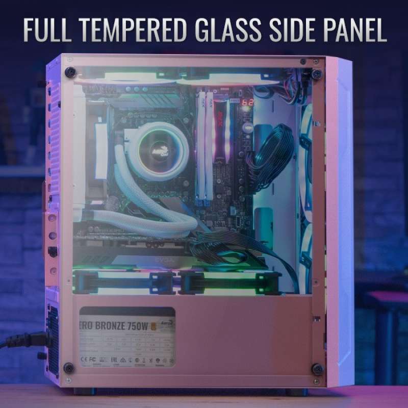 Jual Aerocool Gaming CPU Case Trinity Mini V2 Tempered Glass Chassis Merah Muda di Seller