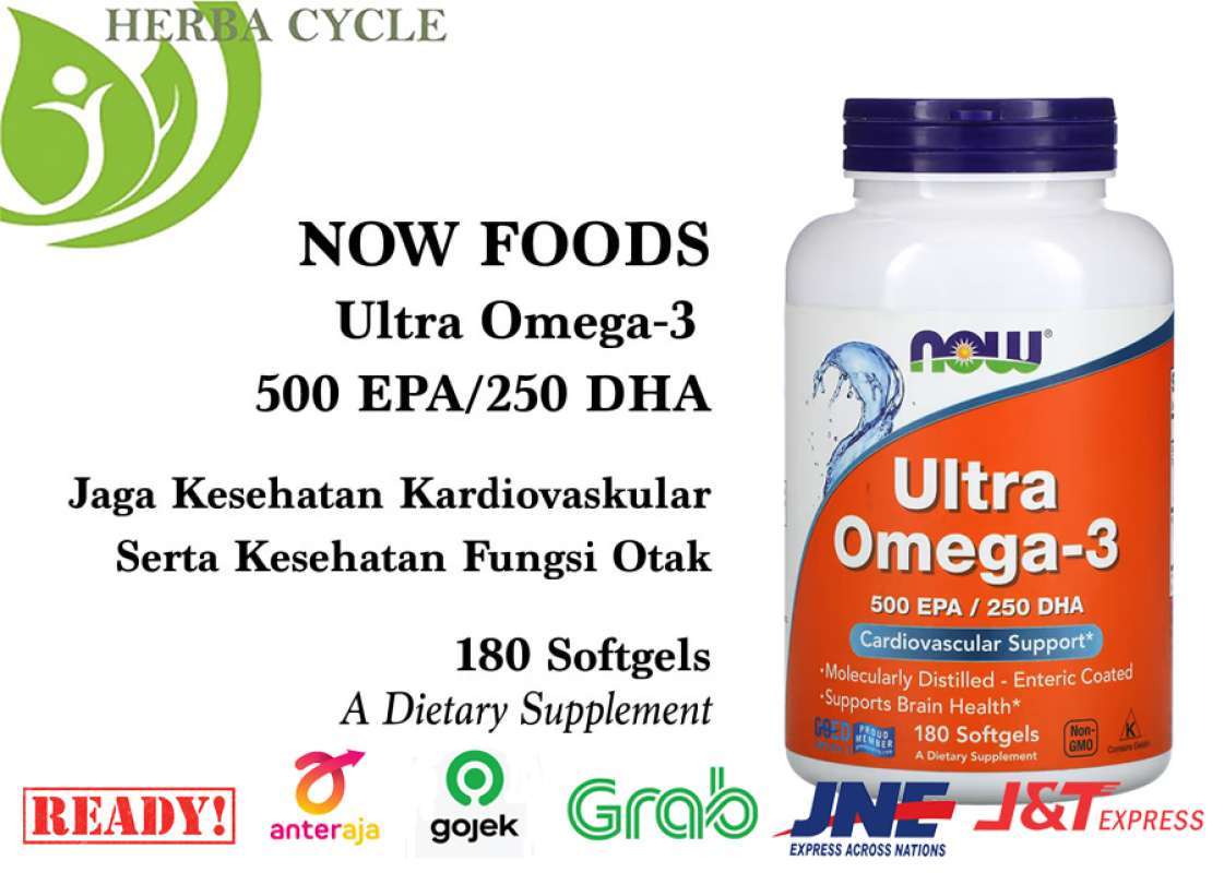 Jual Now Foods Ultra Omega 3 500 EPA 250 DHA 180 Softgels Now Food ...