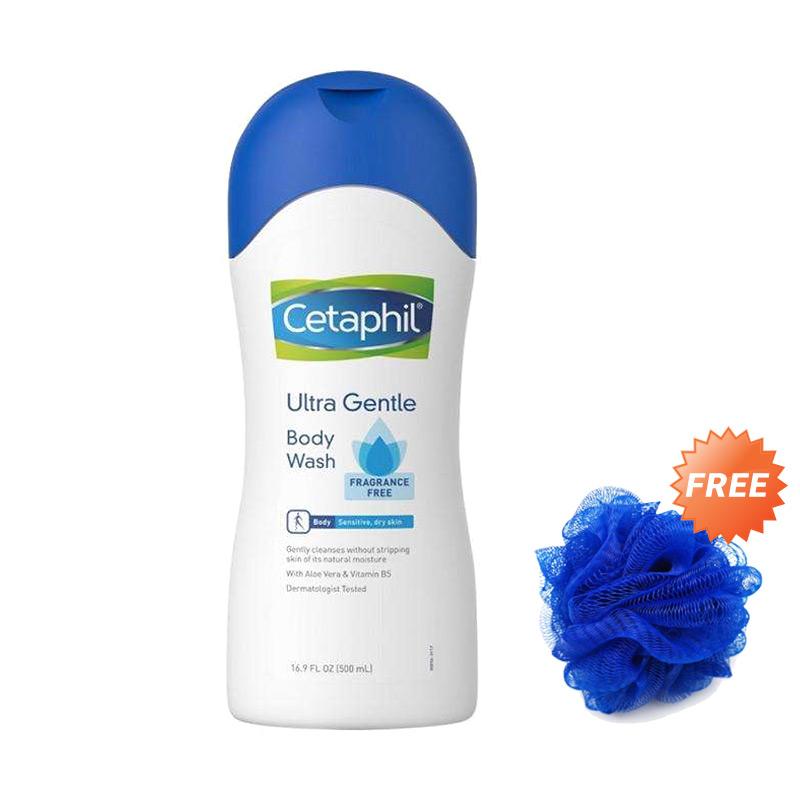 Jual Cetaphil Ultra Gentle Body Wash 500ml [free Shower Puff] di Seller