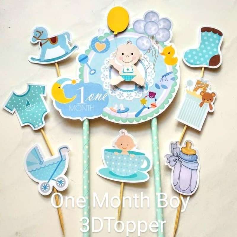 Jual Topper One Month/One Month Cake Topper/Topper Kue Satu Bulan/Baby ...