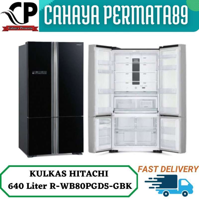 Jual Hitachi RWB80PGD5GBK Kulkas Side By Side 640 L Inverter Dual Fan