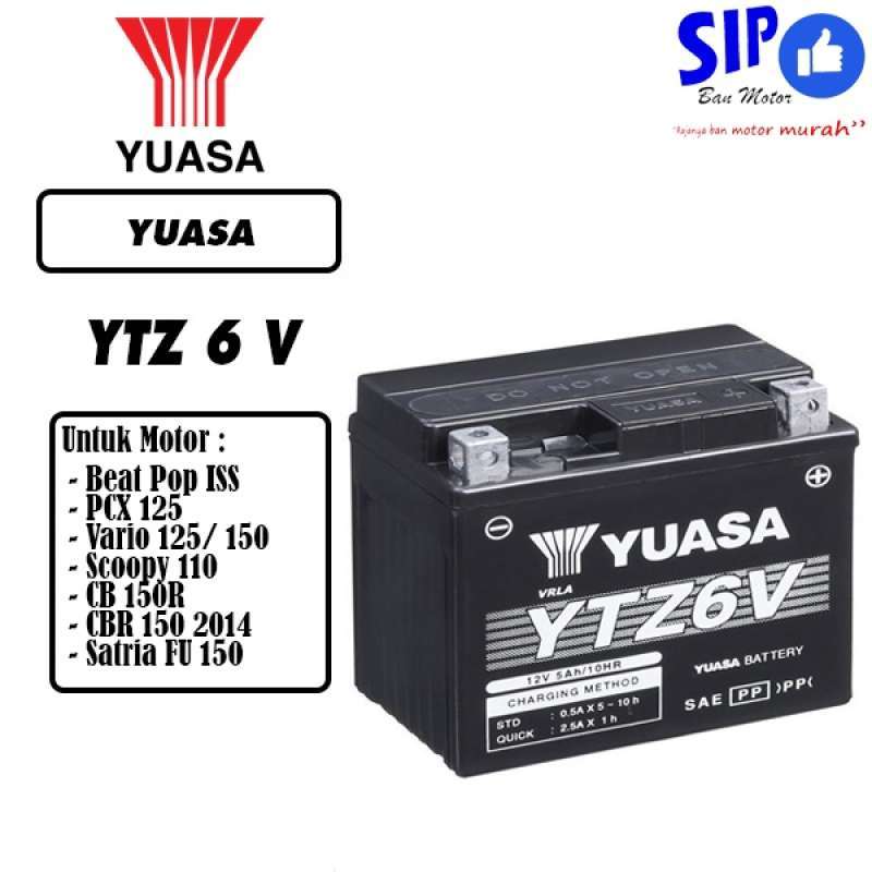 Jual Aki Yuasa YTZ6V 12V 5Ah aki beat PCX Vario 125 150 Scoopy CB150