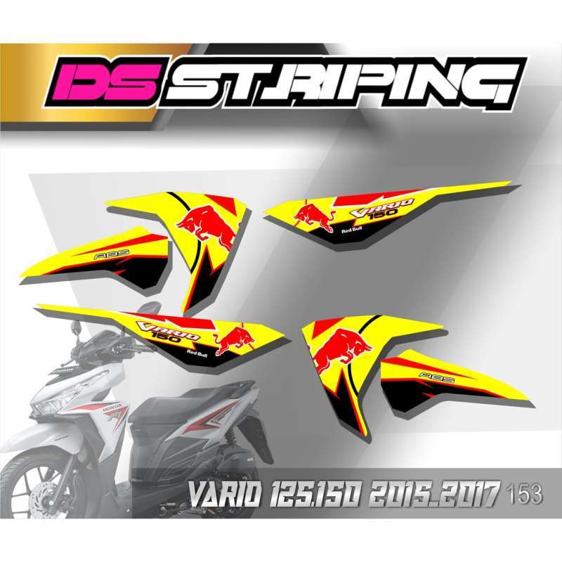 Jual 0153 Striping Stiker Variasi list Vario FI 2015 125 & 150 Redbull